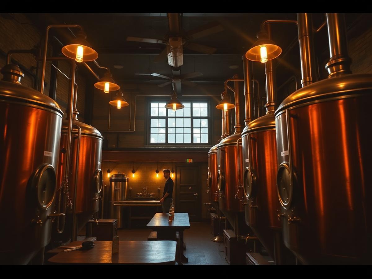Interno di un birrificio artigianale italiano